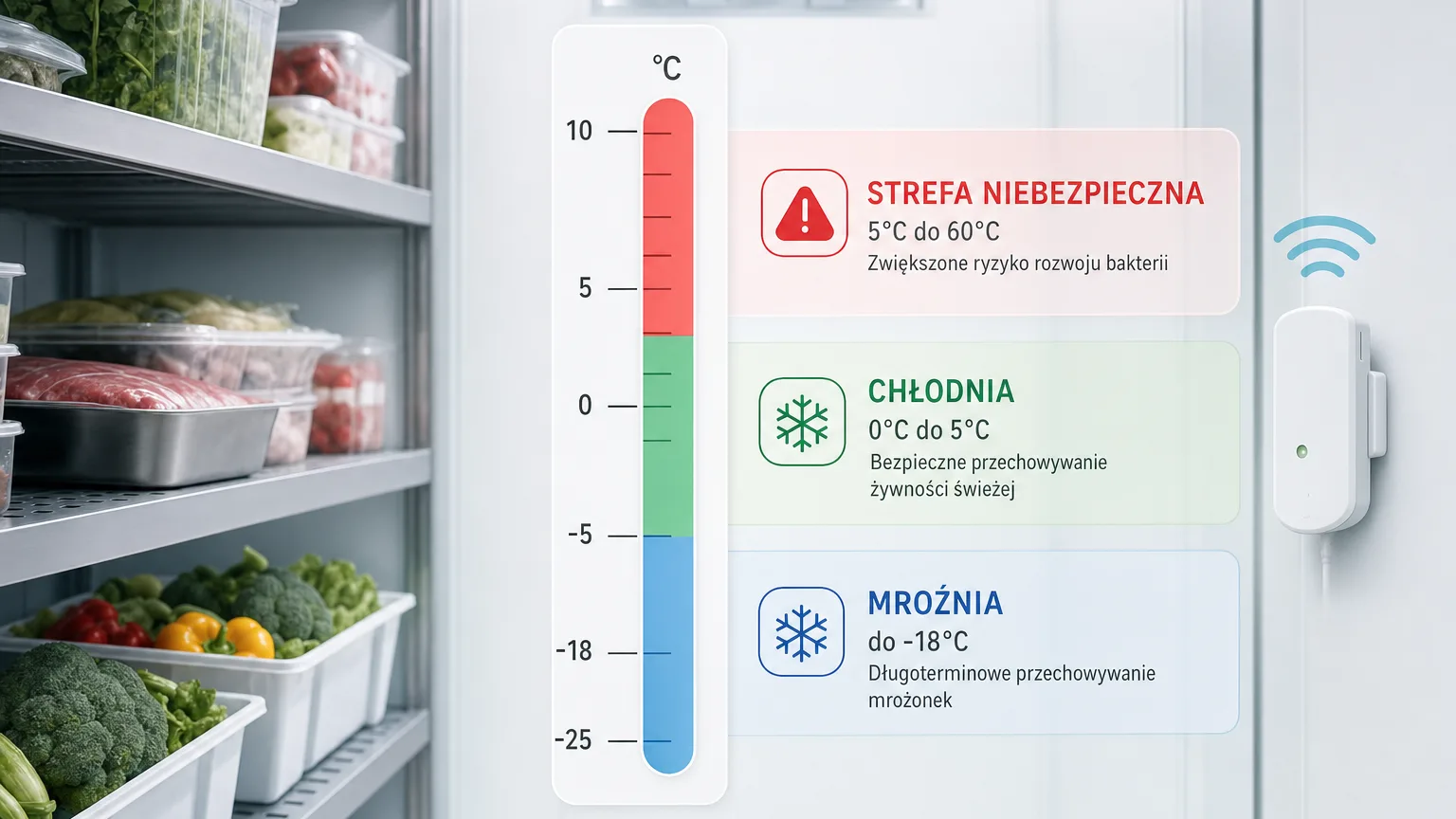 Okładka artykułu: Bezpieczne temperatury przechowywania żywności — tabela